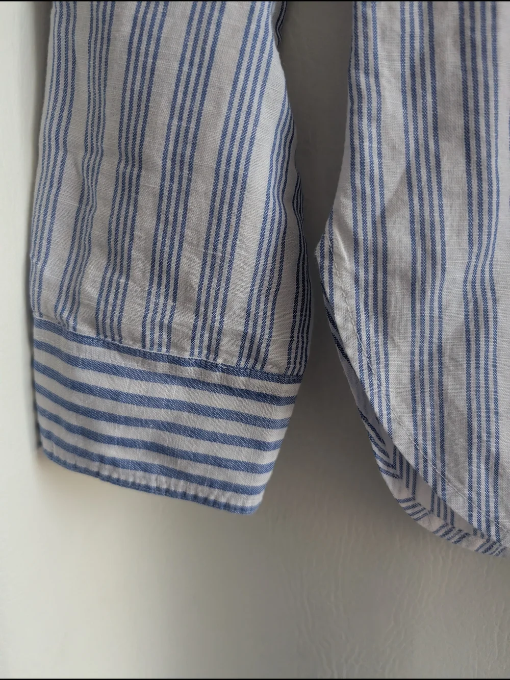 J. Crew Linen Blend Light Blue and White Striped Button-Down Shirt - 10